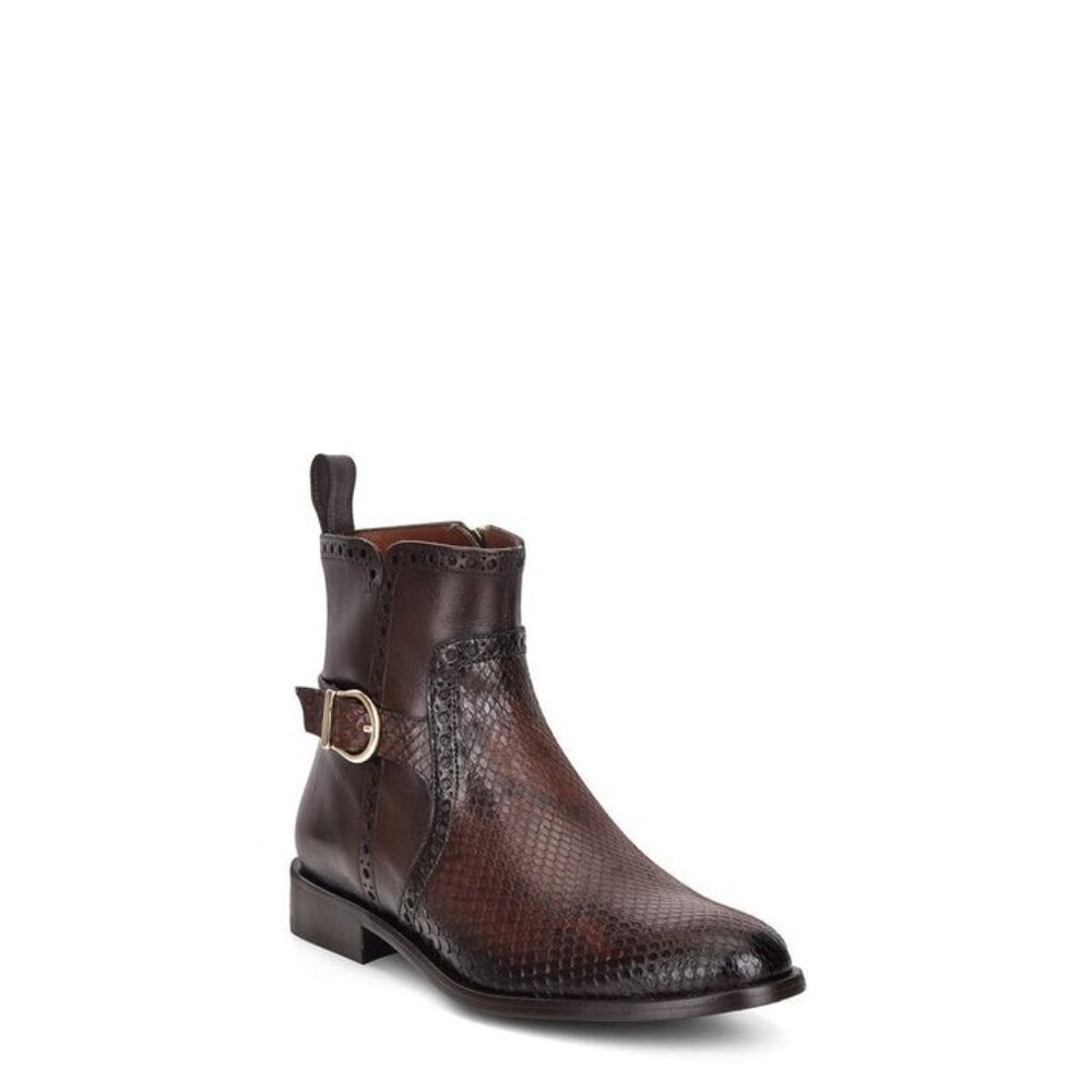 Franco Cuadra Women's Us 10 Mex 27 Brown Python Snake Skin Leather Ankle Boots - Picture 2 of 7
